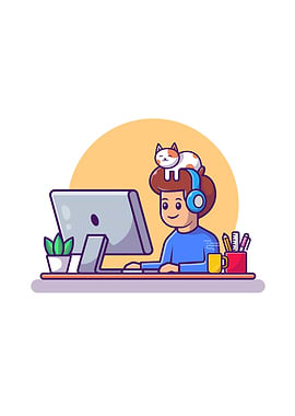 Male Working On Computer