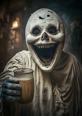 Spooky Ghost with Beer