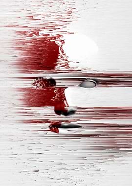 Abstract face in red