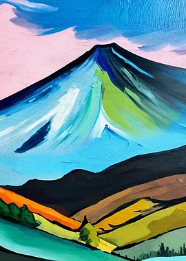 Colorful mountains paint