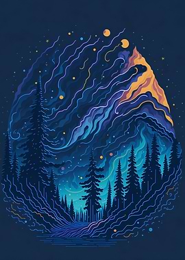 Northern light landscape