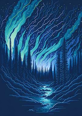 Northern light landscape