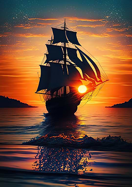 Ship sunset