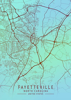 Fayetteville USA City Map