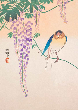 Wisteria and Swallow