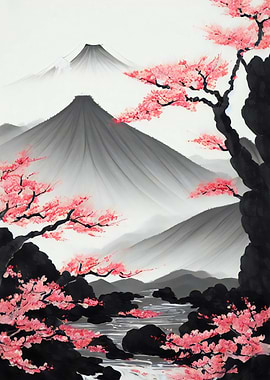 Sumi E Wash Ink Landscape