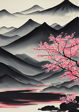 Sumi E Wash Ink Landscape