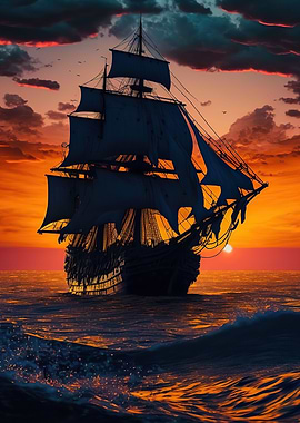 Ship sunset