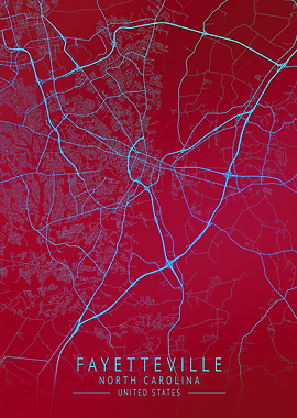 Fayetteville USA City Map