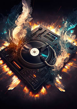 Vinyl record playing music