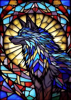 Wolf Stained Glass Style