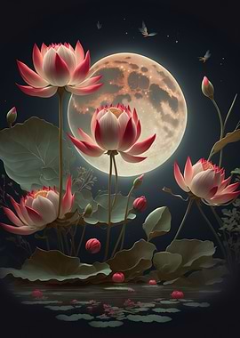 Lotus and moon