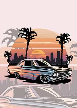 Vintage Car Sunset