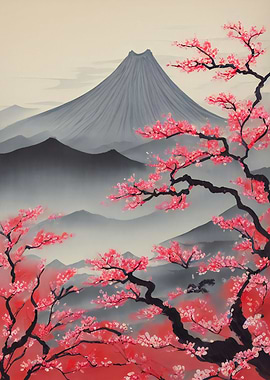 Asian Wash Ink Landscape