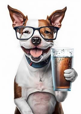 Dog and a glass of beer