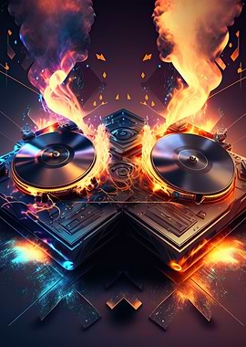 Vinyl record playing music