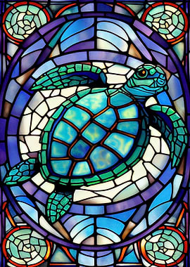 Turtel Stained Glass Style