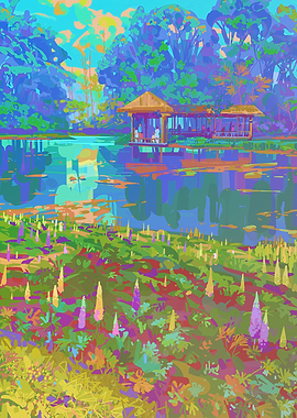 Lake Scenery Pop Art
