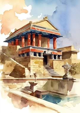 Palace Knossos Watercolor