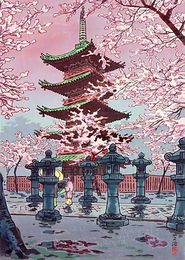 Ukiyo e cherry blossom