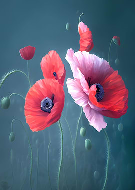 A bouquet of red poppies