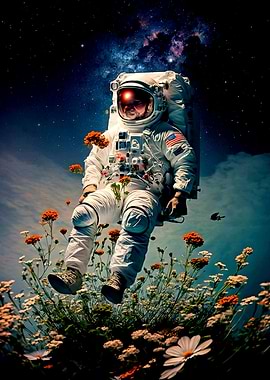 Astronaut and Flower