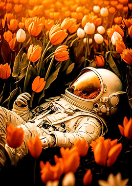 Astronaut and Flower