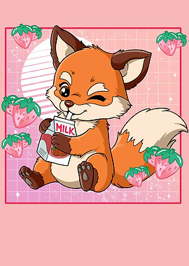 Kawaii Fox Strawberry