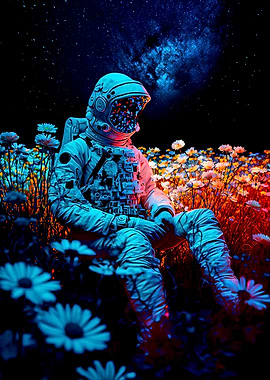 Astronaut and Flower