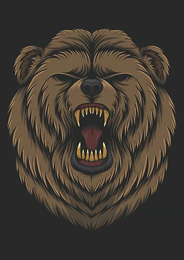 Angry bear head