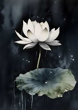 Contrasted Ink Wash Lotus