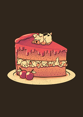 Strawberry Dog Puppy Cake