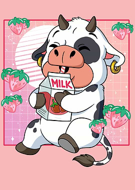 Kawaii Cow Strawberry