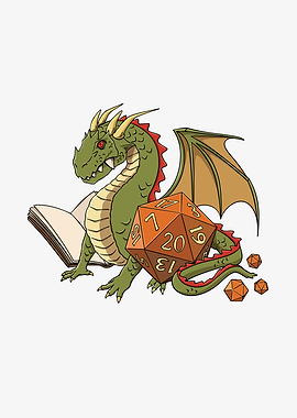 RPG Dragon D20 Dice Design