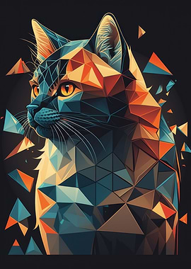 Abstract Cat in Shapes