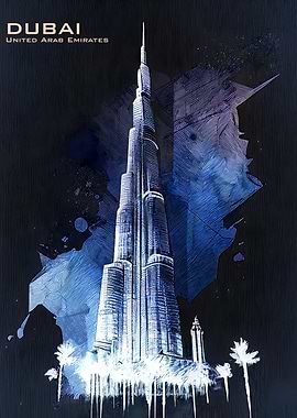 Dubai at Night Poster Art