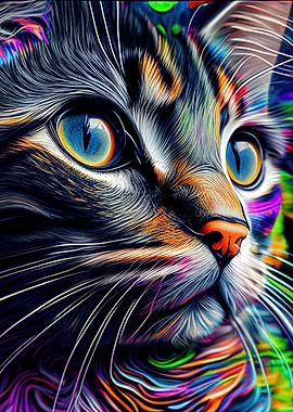 Colorful Cat Cute Feline