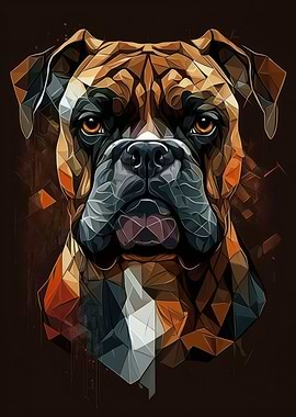 Geometric Boxer Dog Design