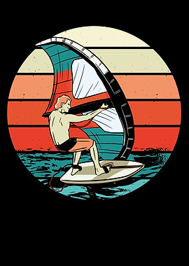 Wingsurfing man sunset