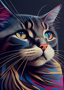Colorful Cat Cute Feline