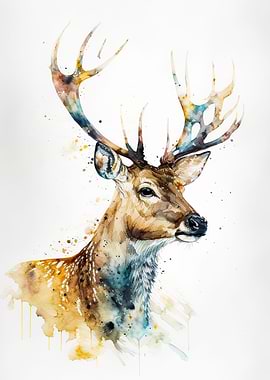 watercolour deer