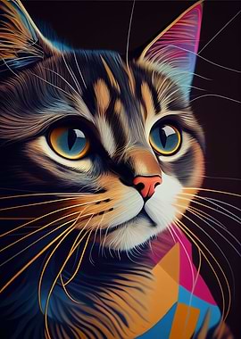 Colorful Cat Cute Feline