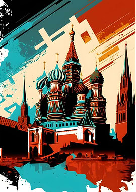 Kremlin of Moscow Pop Art