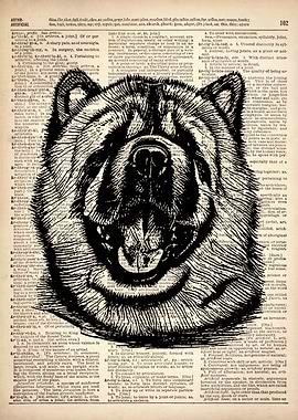 Chow Chow Dog line drawing