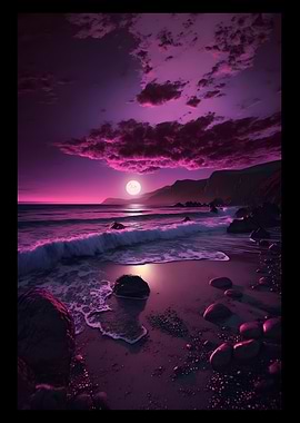 Purple Sunset Over the Sea