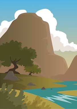 MOUNTAIN RIVER LANDSCAPE