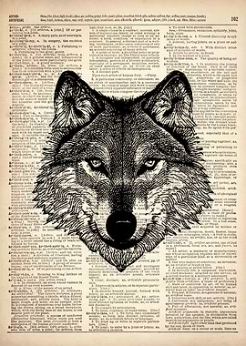 Wolf line drawing art