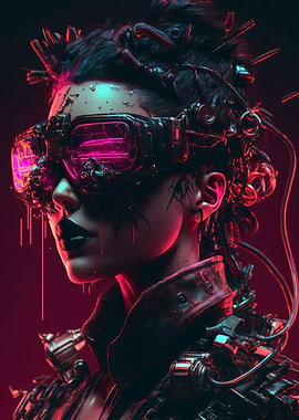 Cyberpunk cute dark girl