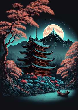 japanese night landscape