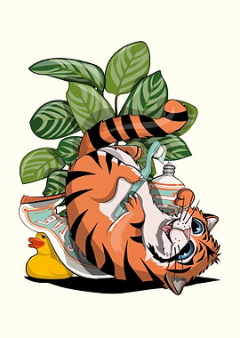 Tiger Cub Cleaning Teeth